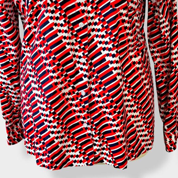 Jones New York Geometric Long Sleeves Button Up Casual Top Shirt Women Size XL - Picture 5 of 13